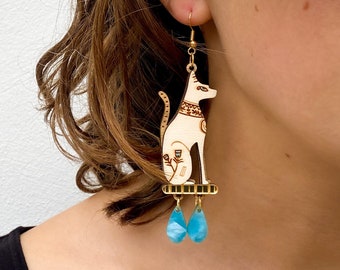Egyptian Cat Statue Earrings