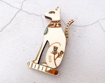 Egyptian Cat Statue Brooch