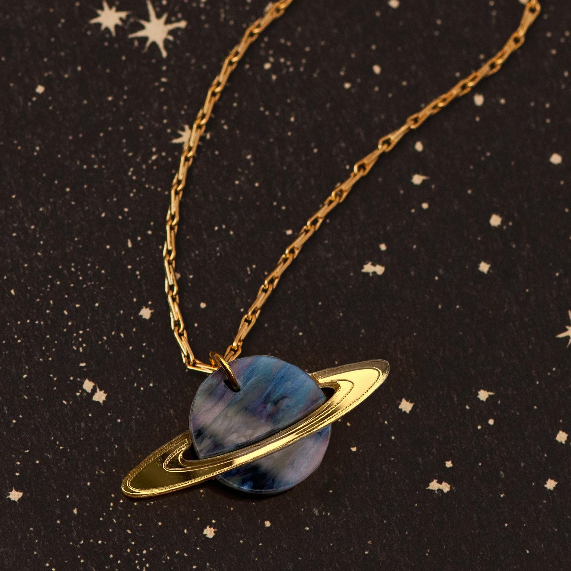 Collier Argent 925 Avec Pendentif Planète Saturne - Bijou Femme Neuf Avec étiquettes
