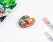 Wooden Artists Paint Palette Brooch 