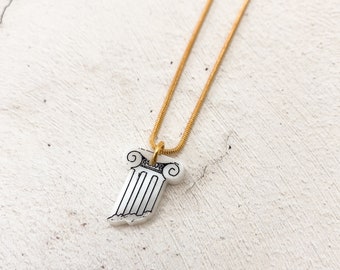 Tiny Ionic Column Top Charm Necklace