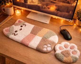 布地見本パンチ針デスクセット、キーボードとマウス用のミニマルな直線型リストレスト2個セット