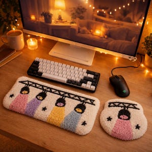 Stage Lights Punch Needle Keyboard Wrist Rest and Mouse Mat Set
