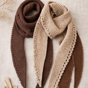 タヤスカーフ編み図、エレガントなミニショール、初心者向けガーター編み（PDFパターン）
