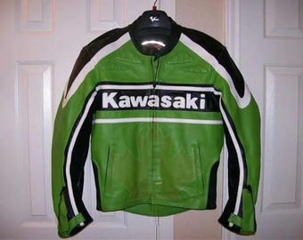 Men's Kawasaki Leather Motorcycle Jacket – Biker Armor Redline Edition