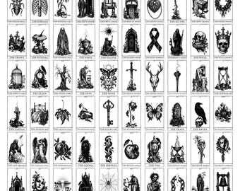 60 Memento Mori Oracle Gothic Death Mortality Skull Macabre Divination Card Collection SVG PNG