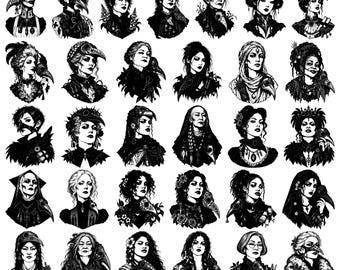 35 Gothic Plague Doctor Women Dark Victorian Raven Mask Portrait Bundle SVG PNG EPS