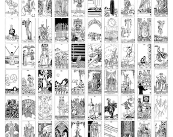 78 Traditional Tarot Cards Rider Waite Cartomancy Divination Fortune Telling Illustrations SVG PNG