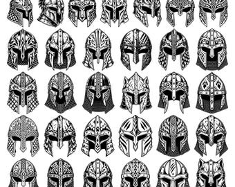 36 Wolf Guard Helmet Scandinavian Viking Mythological Armor Illustrations Collection SVG PNG EPS Dxf