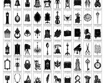 60 Haunted Objects Oracle Gothic Antiques Cursed Relics Paranormal Divination Card Collection SVG PNG