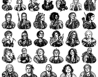 34 Viking Warrior Women Norse Shield Maiden Valkyrie Portrait Bundle SVG PNG EPS
