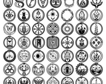 60 Ouroboros Symbols Mystical Serpent Alchemy Occult Emblem Bundle SVG PNG EPS Dxf