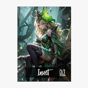 Insekttoken mtg magiskt kort fullkonst holografisk anpassad holo waifu