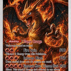 Mega Charizard Ex anpassat kort holografiskt