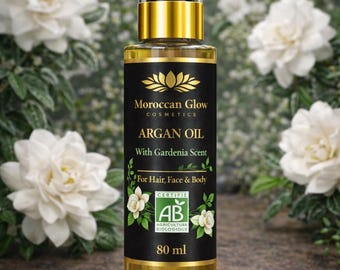 Aceite de argán marroquí perfumado para cabello, rostro y cuerpo, sérum de belleza de argán con gardenia, hidratante corporal floral de lujo, aceite capilar antiencrespamiento.