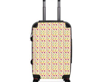 Maleta / Funda para equipaje estilo retro con diseño de frutas, estuche de viaje amarillo y rosa