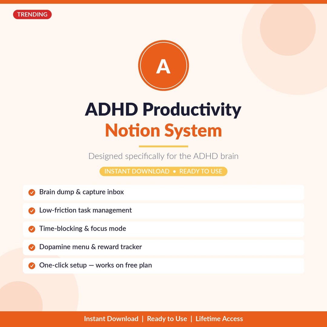 ADHD Notion Template | ADHD Productivity System | Brain Dump Daily ...