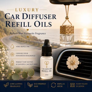 Luxury Car Diffuser Refill Oil | 10ml, Choose Fragrance, Handmade Devon