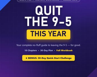 Lascia il tuo lavoro dalle 9 alle 5 quest'anno! eBook MRR PLR con diritti di rivendita / Guida per un'attività secondaria e un reddito extra + Quaderno di esercizi di 30 giorni / Prodotto digitale pronto all'uso