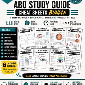 ABO Study Notes Bundle Printable | Optical Student Study Pack PDF
