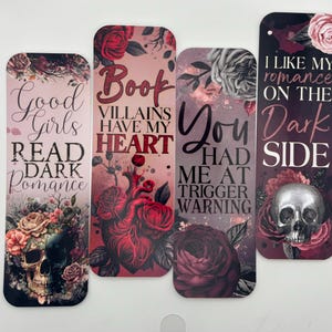 Dark Romance Bookmarks Set | Spicy Romance Reader Gifts | Gothic Skull | Floral Bookmarks | BookTok inspired | Villian Romance