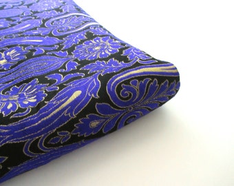 Kobalt blue black gold heavy Indian silk brocade fabric nr 566 fat quarter