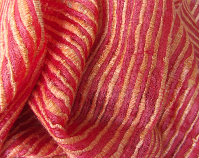 Orange handloom silk India raw silk fabric nr 808 for 1/2 yard | Etsy