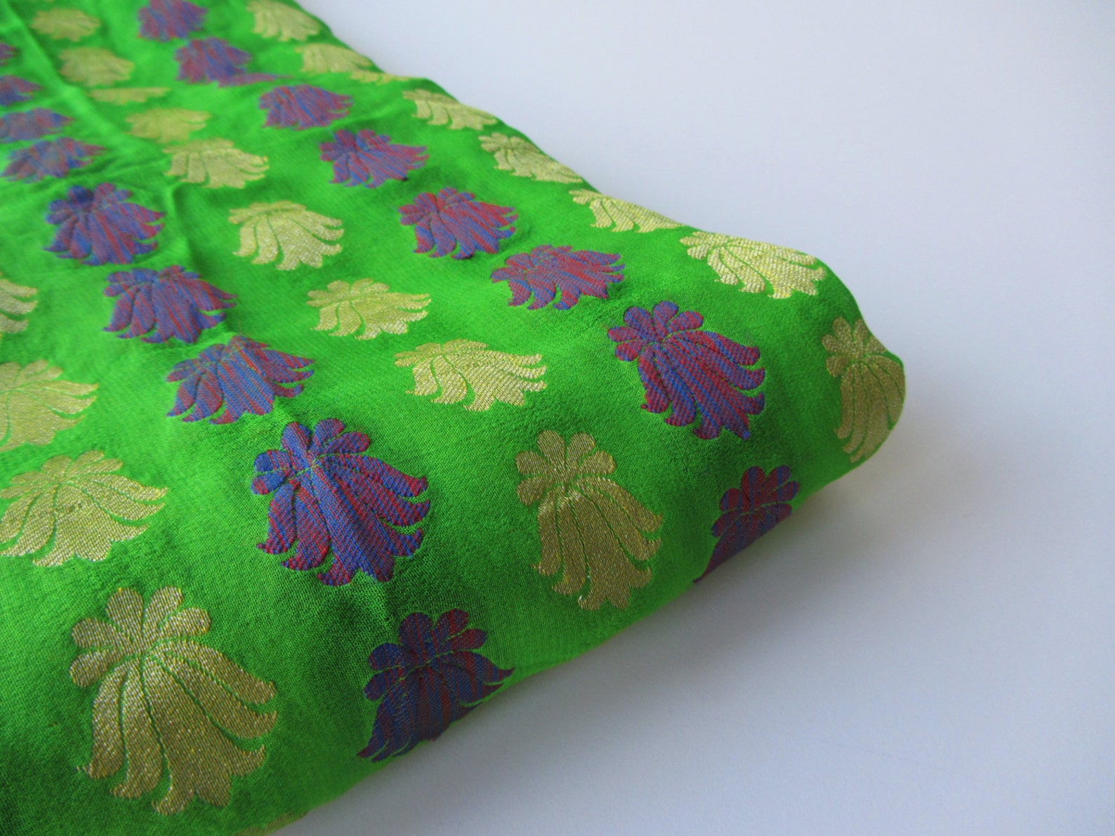 Green Embossed Organza Pure Silk INDIA for 1/2 Meter Etsy