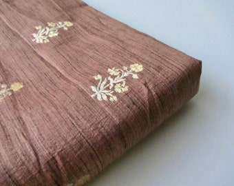 Brownish old pink gold tussar raw silk brocade fabric nr 932 1/4 yard