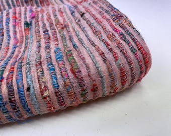 Hand Loom Raw Silk Fabric - Colorful Indian Textile (Half Yard) nr. 235