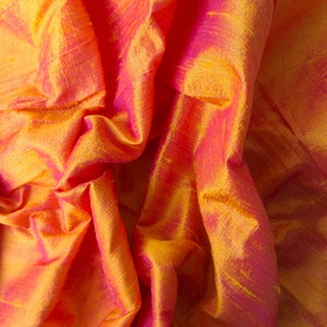 Orange raw silk wedding bridal peace shantung silk fabric number 756  - per yard or meter