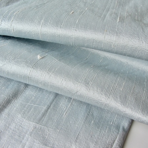 Pale light ice powder blue  wedding bridal shantung raw silk fabric number 950  - per yard or meter