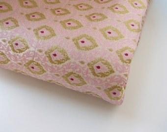 Light pink gold Bridgerton wedding kinkhab heavy Indian silk brocade fabric nr 1-140 - 1/4 yard