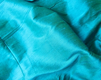 turquoise sea blue raw silk shantung wedding peace silk nr. 949 - per yard or meter