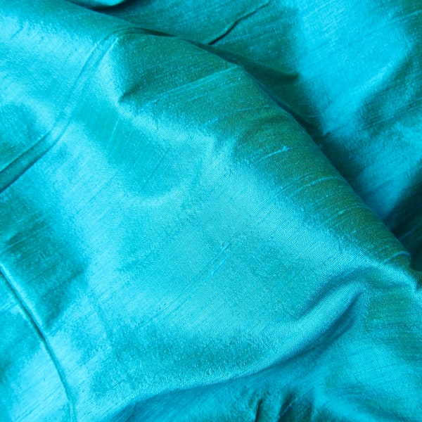 turquoise sea blue raw silk shantung wedding peace silk nr. 949 - per yard or meter