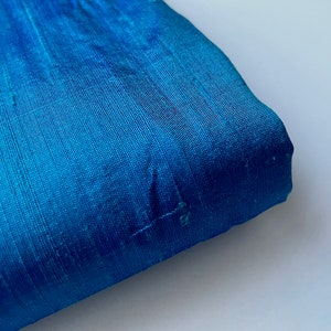 Pfauenblauer Shantung-Rohseide Stoff Nummer 996 - 1/4 Yard - fat century