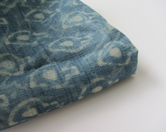 Indigo light mango hand block print tussar silk nr 1-160 for 1/4 yard