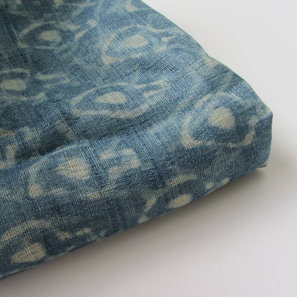 Indigo light mango hand block print tussar silk nr 1-160 for 1/4 yard