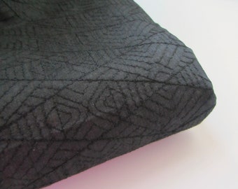 Black on black geometrical embroidered tussar silk nr 1-080 - 1/4 yard