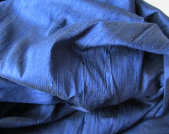 Dark cobalt blue raw silk India raw silk shantung silk fabric nr 1-133 per yard or meter