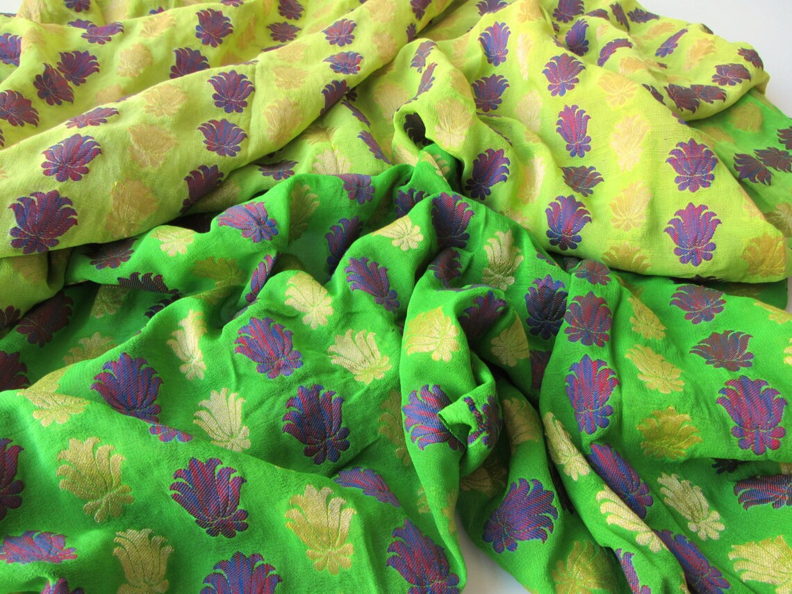 Green Embossed Organza Pure Silk INDIA for 1/2 Meter Etsy