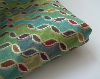 Green red geometric painted brocade fabric nr 1-122 for 1/4 yard