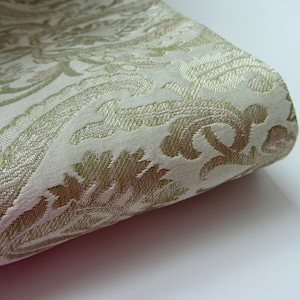 Tela brocada de seda india pesada de color verde musgo y rosa n.° 1-057
