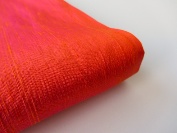 Oranje roze bruiloft bruids shantung ruwe zijde stof nummer 749 - 1/4 yard | dik kwartaal