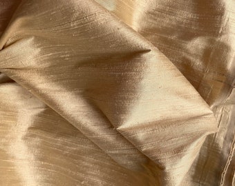 Tessuto di seta grezza shantung da sposa beige oro numero 1-007 - iarda o metro