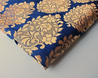 BLACK FRIDAY SALEKobalt blue flower art silk nr 724 - REMNANTS