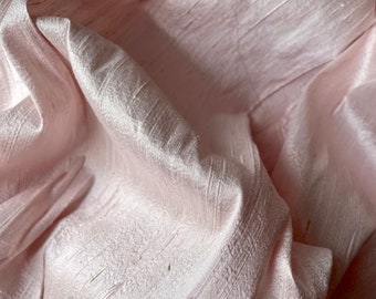 Light pink wedding bridal shantung raw silk fabric nr. 1-009 - yard or meter