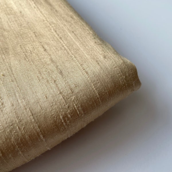 Beige gold wedding bridal shantung raw silk fabric number 1-007  - fat quarter 1/4 yard