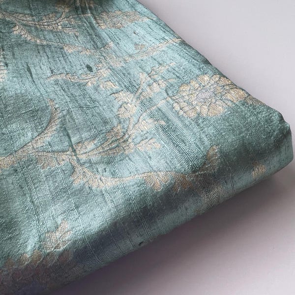 Mint Green Silk Brocade Fabric