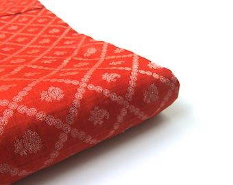 Orange India silk brocade fabric nr 207 fat quarter
